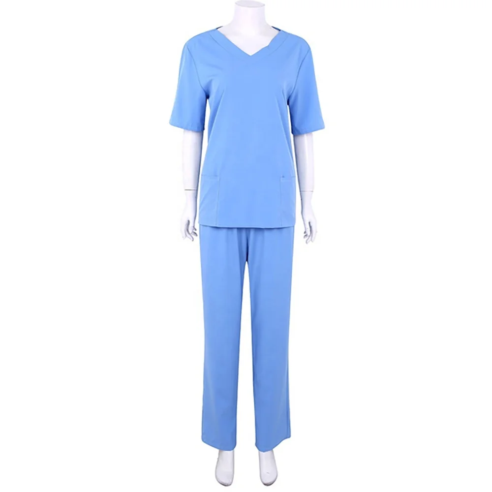 2023 Latest Embroidery Medical Uniforms Nursing Uniforms New Design Stretchy Soft Short Sleeve Customized Hospital Nurse Scrubs