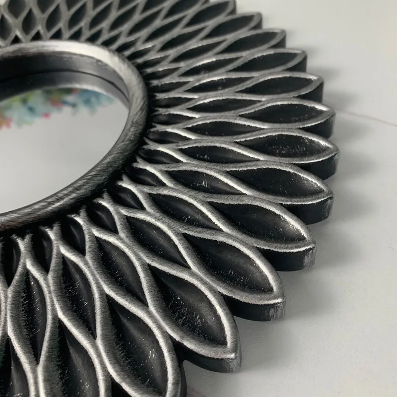 PVC Plastic Sun Shaped Gold and Silver Mirror Background Decorations Round Wall Mirror