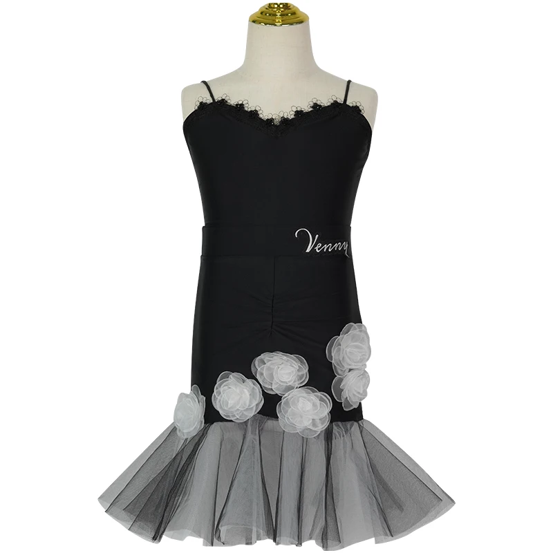 Vennystyle Professional Girls Dance Performance Dresses Children Latin Costumes Fringe Ballroom Salsa Tango Party Wear Dance