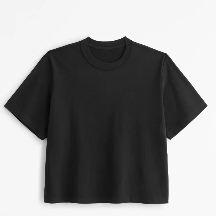 Heavyweight Men Premium Cotton Cropped T Shirts Custom Logo Boxy Fit Streetwear T Shirt