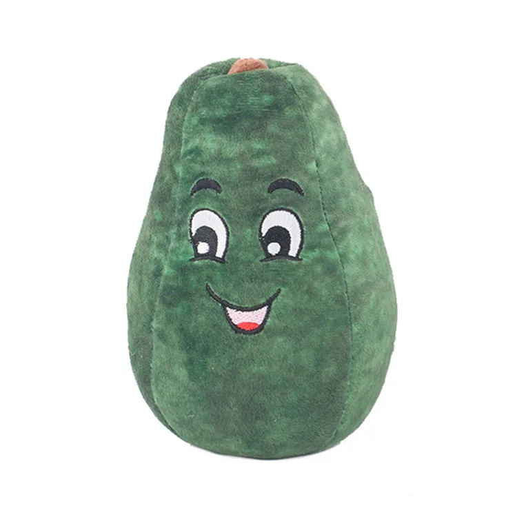 D King Chinese Manufacturer Fruit Vegetable Plush Interactive Durable Chewing Squeaky Recycled AvocadoToys for Dogs