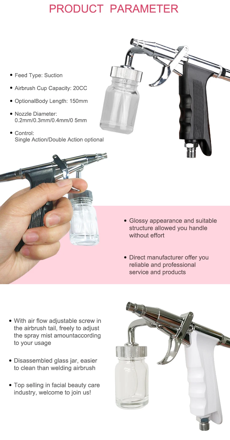 High Quality Private Label Hydrogen Ion Oxygen Injection Facial Skin Care Tools Air Brush Spray Gun