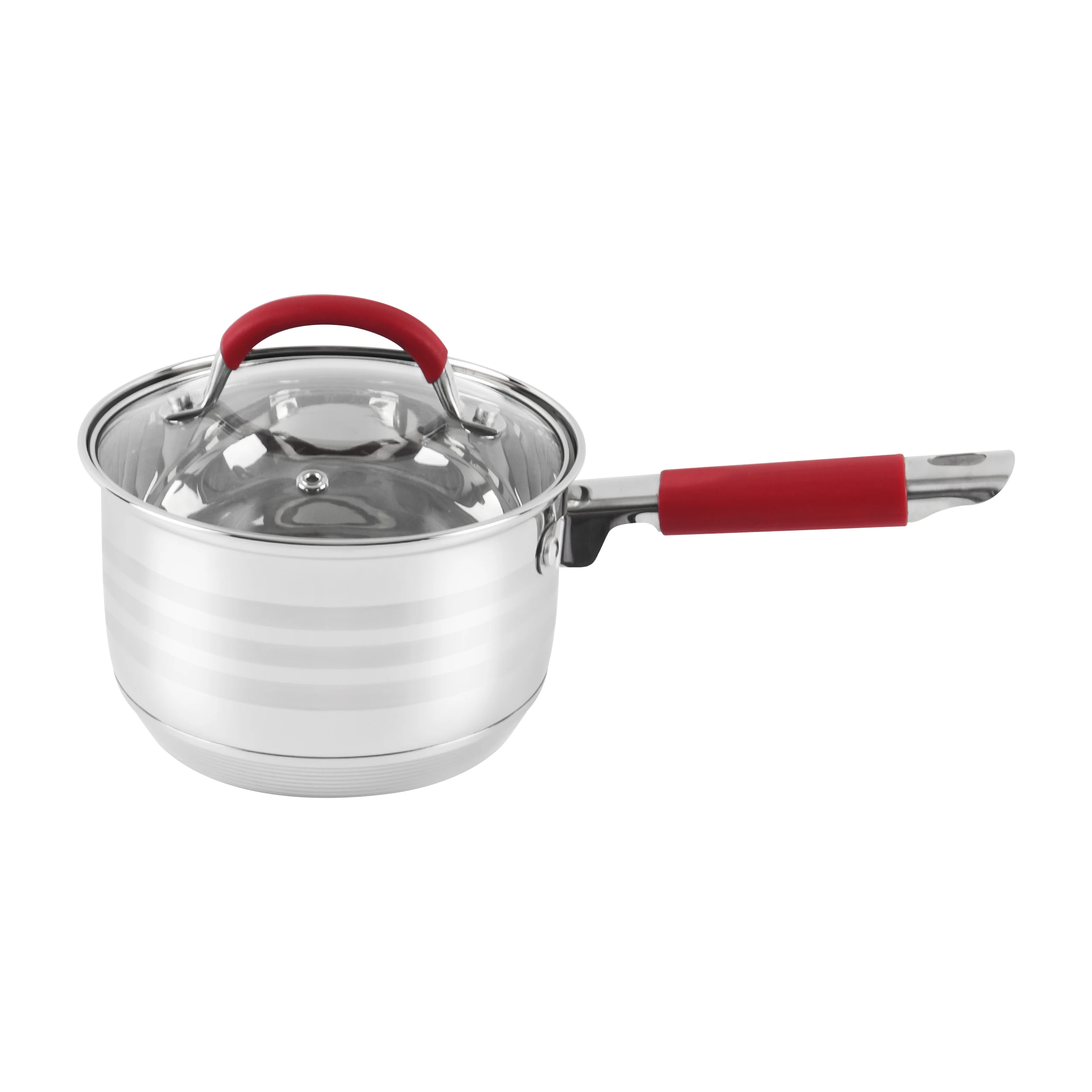 Cilicon Stainless Steel Handle for Soup Stock Cooking Durable Stainless Steel Cookware Set Casserole with glass Lid