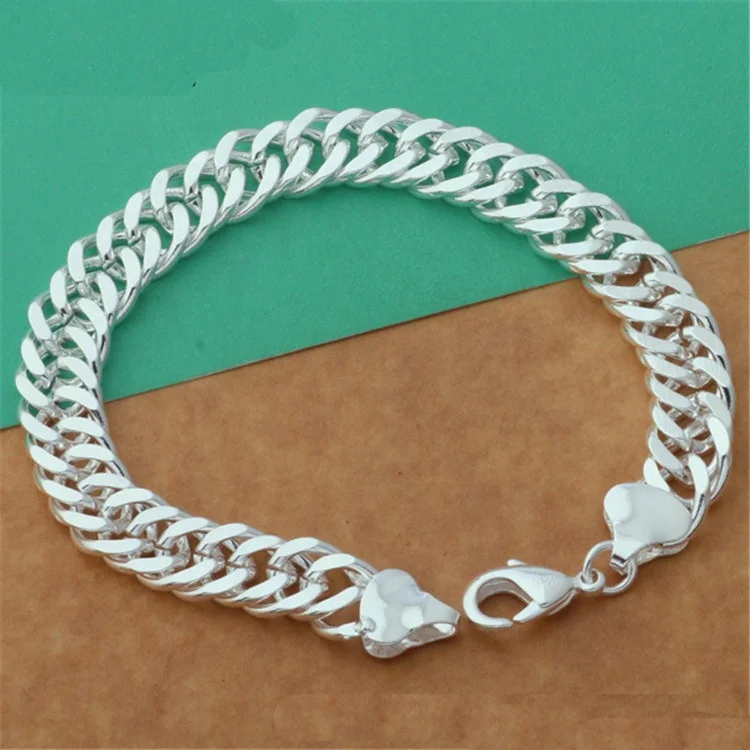 Wholesale popular fashion jewelry pure copper silver plated bracelet whip chain gift for men women