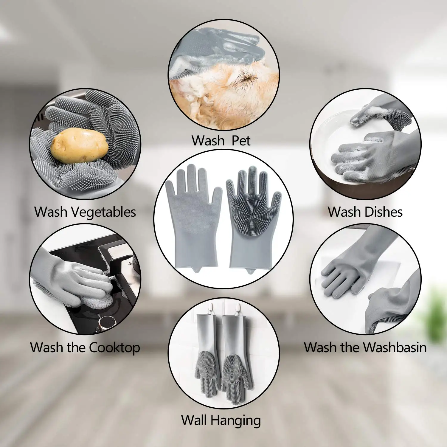 Pet hair remover pet Cleaning Brush Rubber Five Fingers Deshedding Pet grooming gloves For Dog Animals Bathing