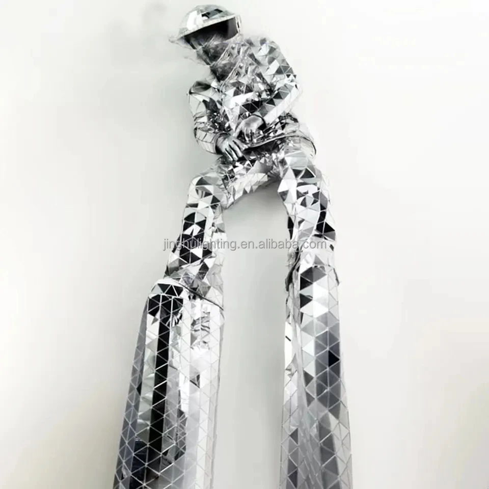 Mirror Stilts Costume MirrorS parade Costume DJ Club Party Nightclub Stage Dancer Wear Mirror Reflective Suit Clothing costumes