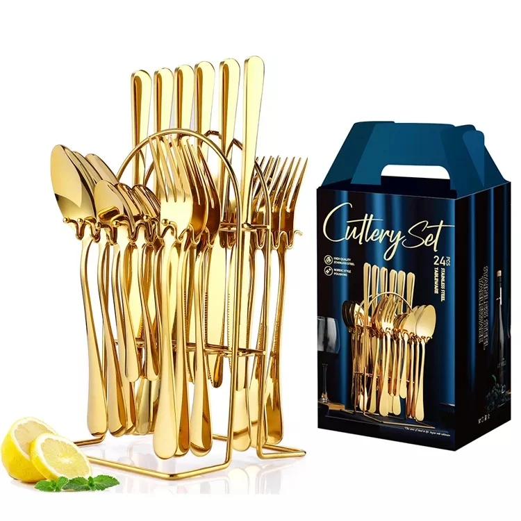 Best Selling Besteck Cutlery Set Metal Black Cutlery Silverware