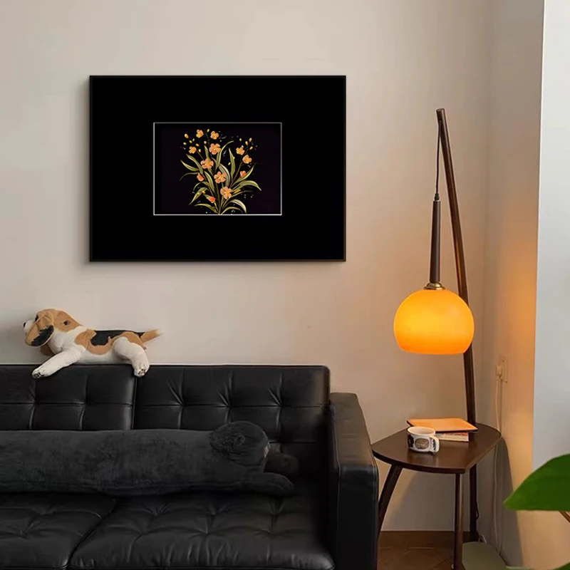 New Chinese Retro Advanced Hanging Painting for Living Room Dining Room Bedroom-Art Porch Decorative Flower Mural for Wall Use