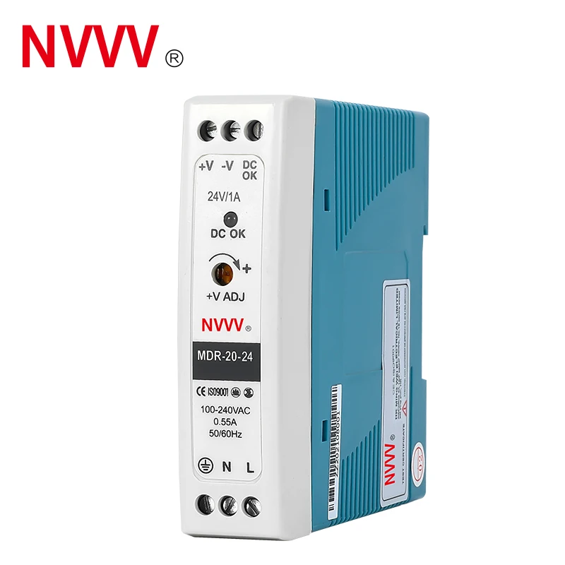 NVVV Dc output 20w 24v power supply 24v Smps Din rail switching power supply