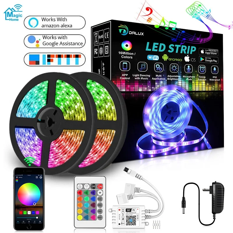 DC12v Smart Led Strip lights RGB Multiple Color APP Led Strip Set with Wifi Controller work