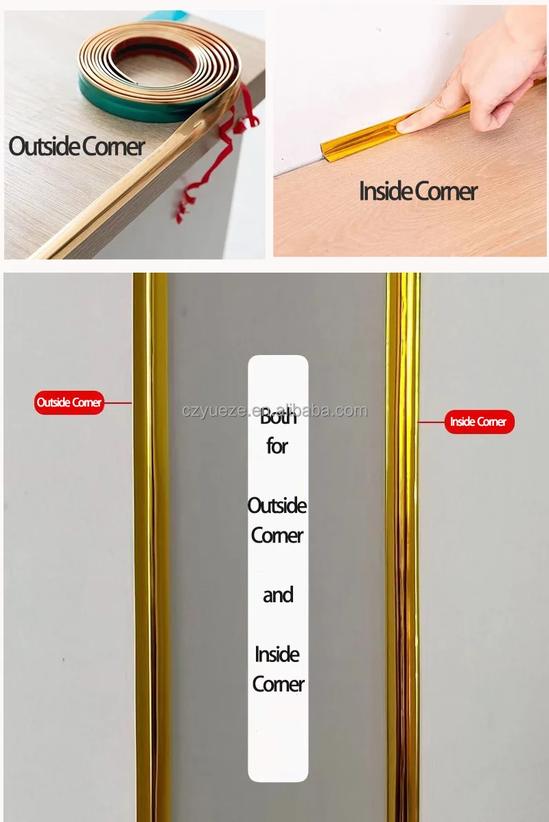 Peel and Stick PVC Flexible Wall Corner Protector Strip Decorative Edge Guards for Wall Title Cabinet