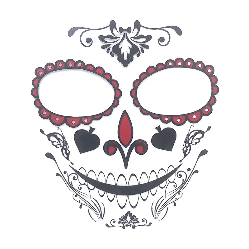 Hallow face glitter stickers skull skeleton face temporary tattoo sticker Rave festival body temporary tattoos