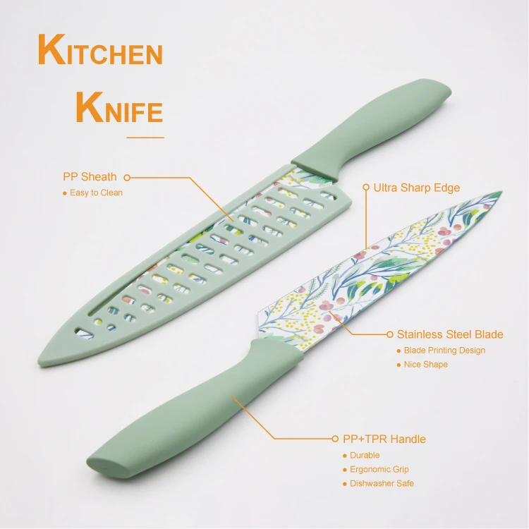 Spring Vibe Non-stick Stainless Steel 8 Inch Carving Knife with Ergonomic PP and TPR Handle