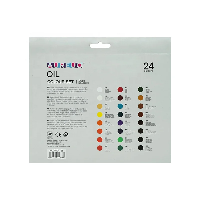 AUREUO 24 Colours 12ml Studio Grade Low Price Economical Multi-color Oil Paints Kit