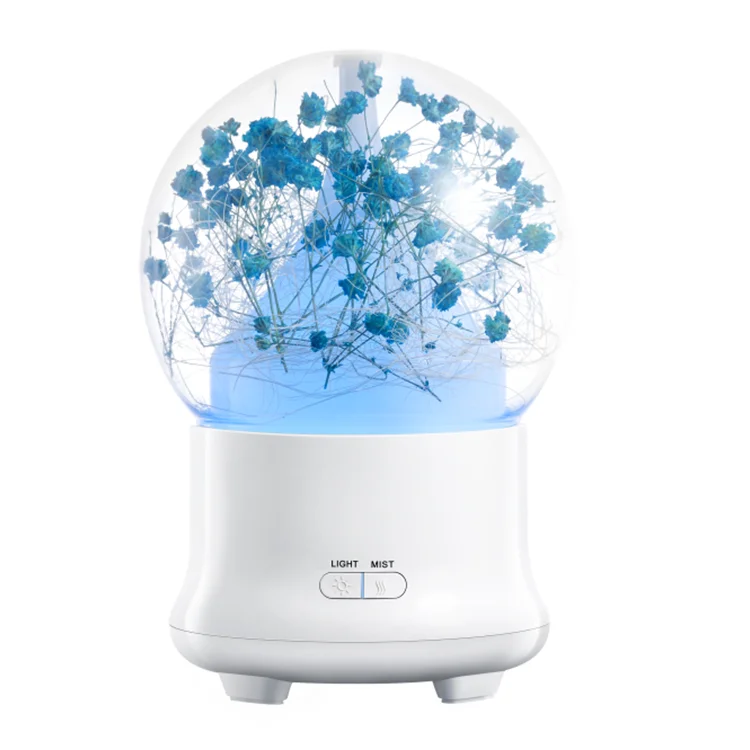 Colorful B2b Marketplace 2024 Flower air Humidifier Led Glass Bottle Oil Diffuser
