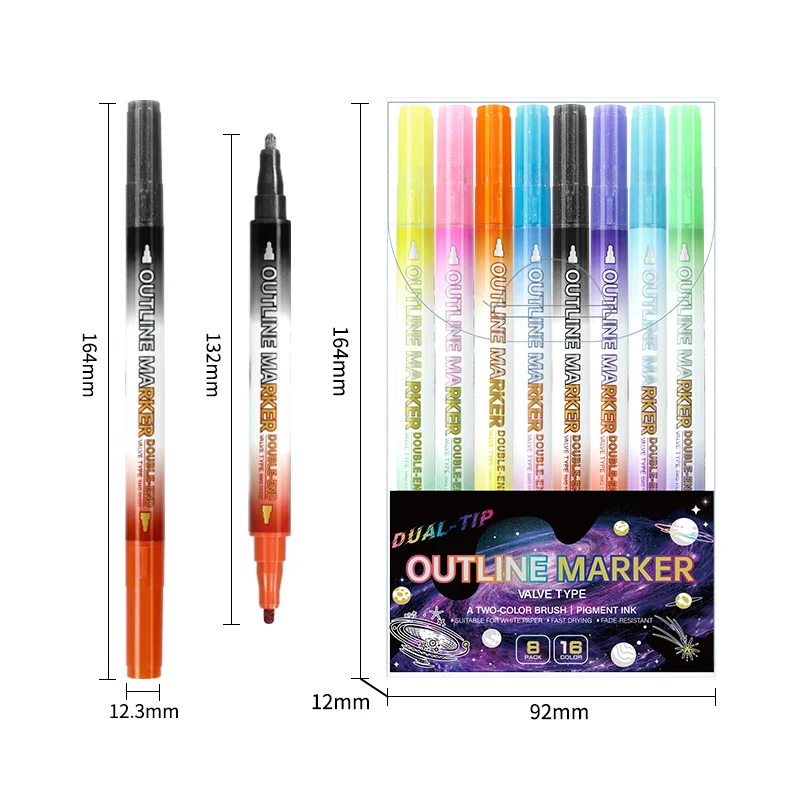 Magic Outline Pen 8 Pcs Outline Marker Space Boundery Marker Outline Marker Pen Glitter for Holiday Decor
