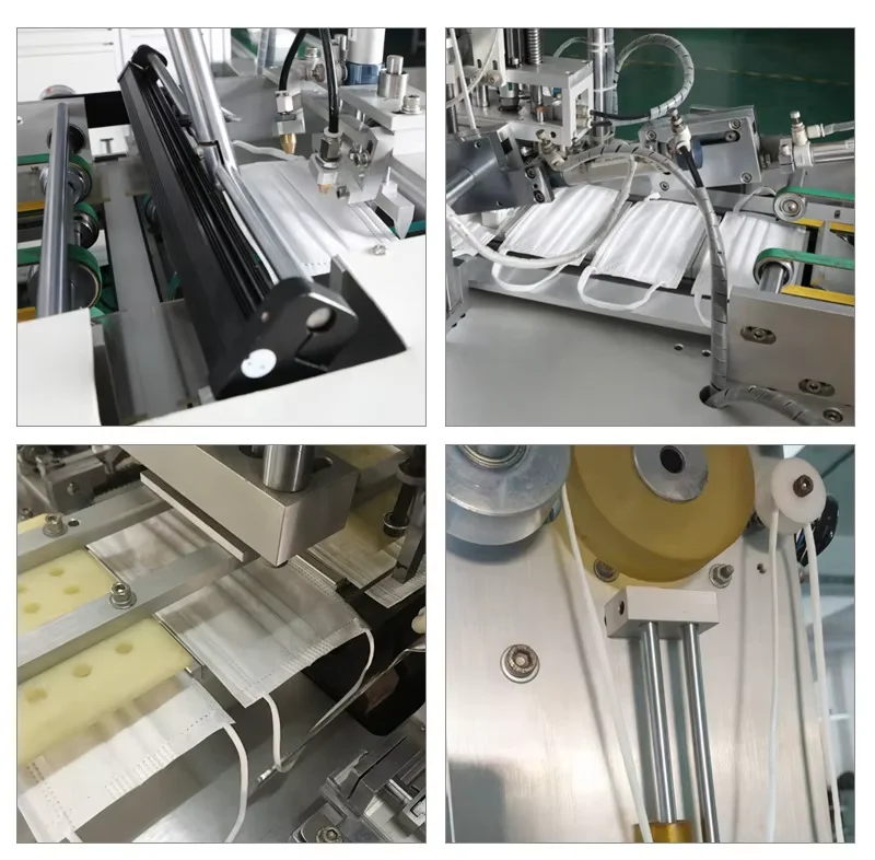 Semi Automatic Ties On disposable face Mask Ear loop Welding Machine conveyor belts Earloop joint link Non Woven Surgical sewing