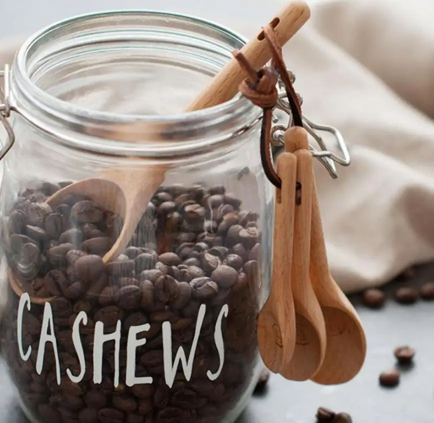 Hot Selling Natural Pack of 4 BeechWood Tablespoon Coffee Tea Spice Sugar Custom Eco Friendly Wooden Scoops Measuring Spoon Set