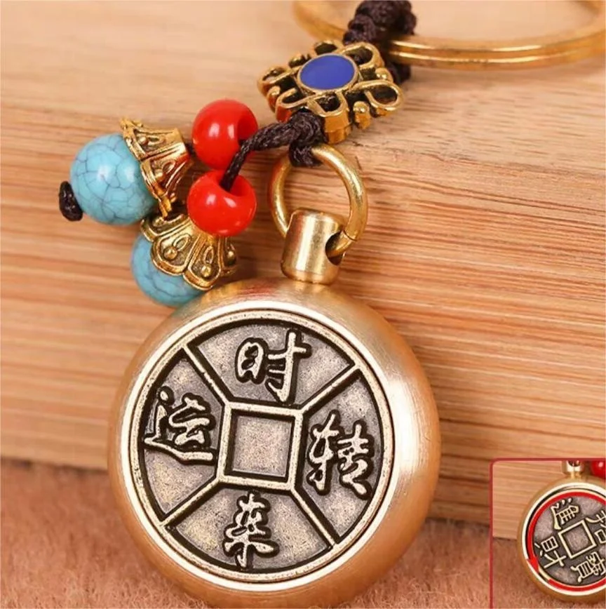 Custom Brass Rotatable Keychain Personalized Copper Car Keychain For Bag