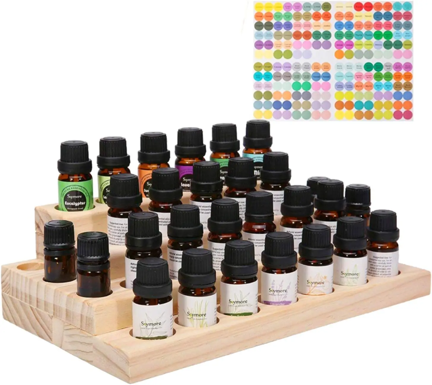 Wooden Essential Oil Storage Rack Wooden Lip Balm Tube Holder Rollerball Bottle Display Stand Aromatherapy/Perfume Organizer