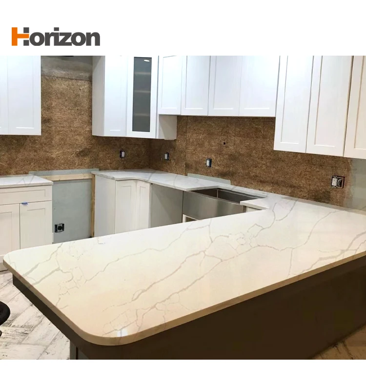 Horizon Wholesale  artificial glass Quartz Stone Calacatta White Quartz Stone Price Natural Quartz Stone Slabs