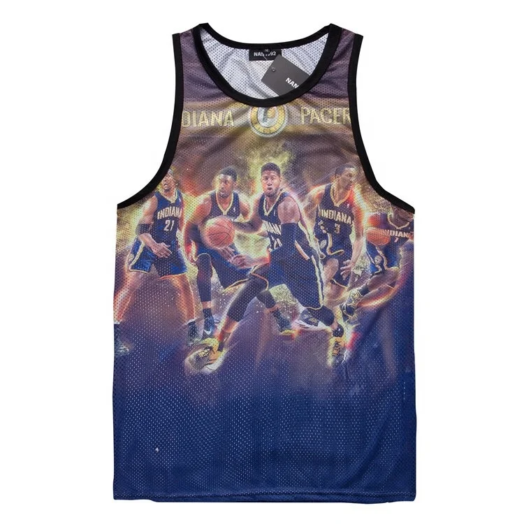 Full digital print basketball uniforms polyester mesh basketball tops