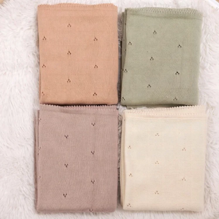 Custom wholesale soft cotton summer newborn baby receiving blankets heritage baby knitted blanket