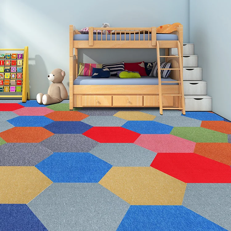 Hexagon PVC Backing Carpet for Kids Room