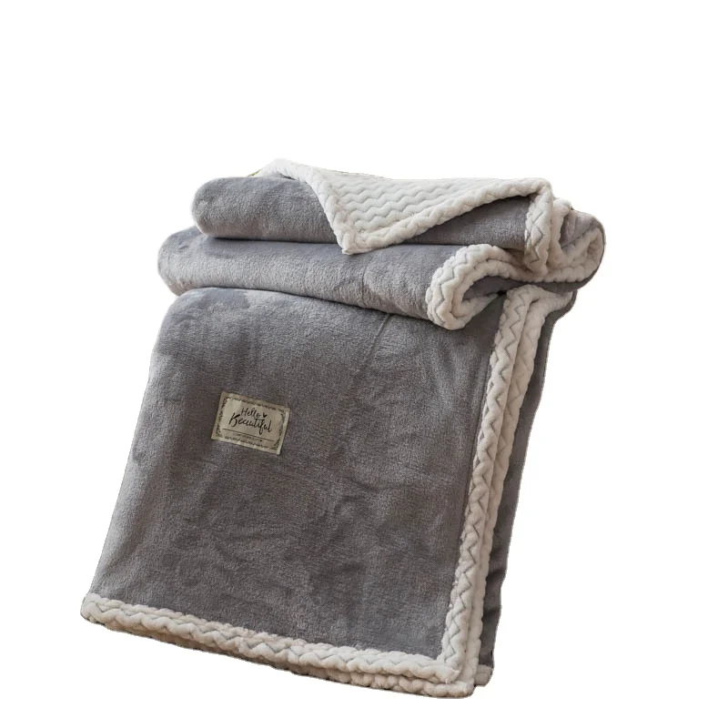 Double blanket coral fleece blanket sherpa fleece flannel  blanket