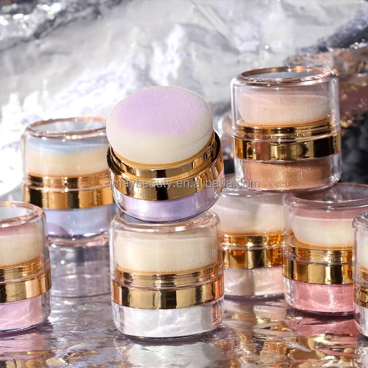 Private Label Glow Sparking Clap Powder Luxury Glitter Face Loose Powder 10 Colors Instant Retouch Body Glaze Highlighter Powder