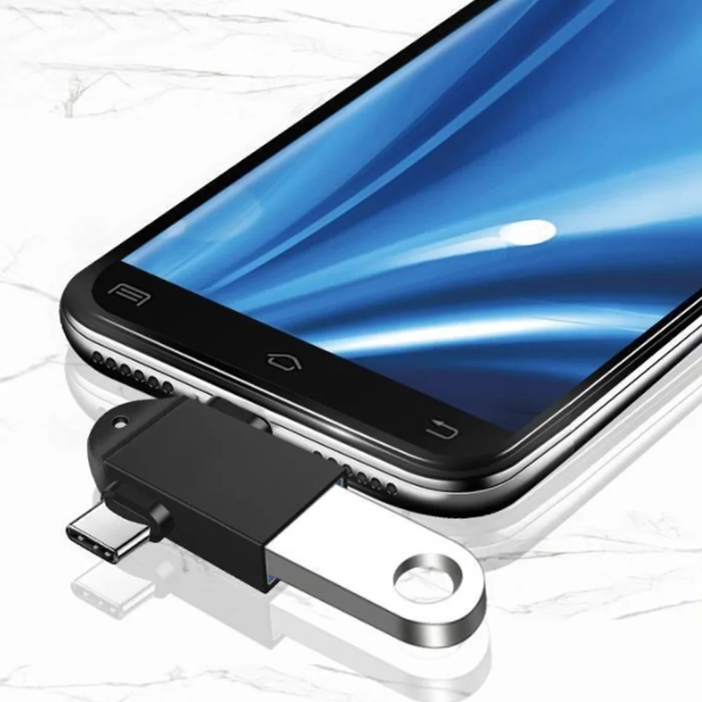  Адаптер OTG 2 в 1 с USB 3 0 «Мама» на Micro «папа» и C из алюминиевого сплава Переходник