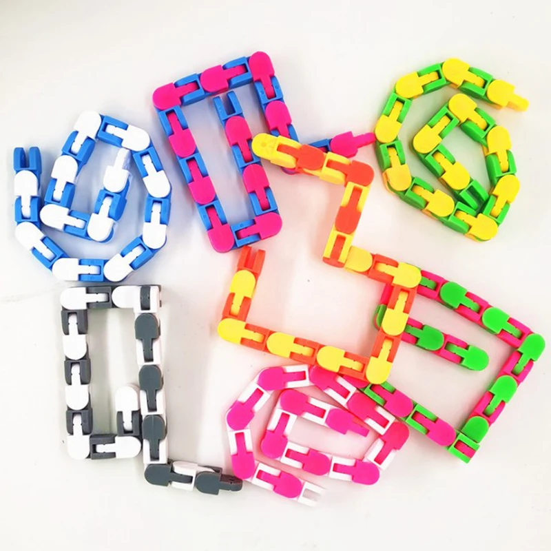 Plastic 24 Chains Wacky Track Snap Fidget Toy For Kids