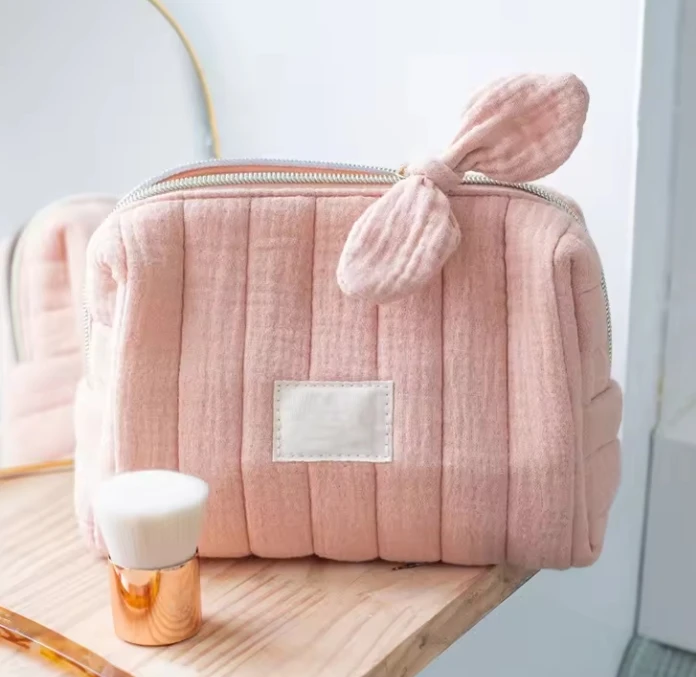 2014 unique best friend birthday gifts beauty case luxury cosmetic bag with unique zipper bow-knot pouch makeup bag