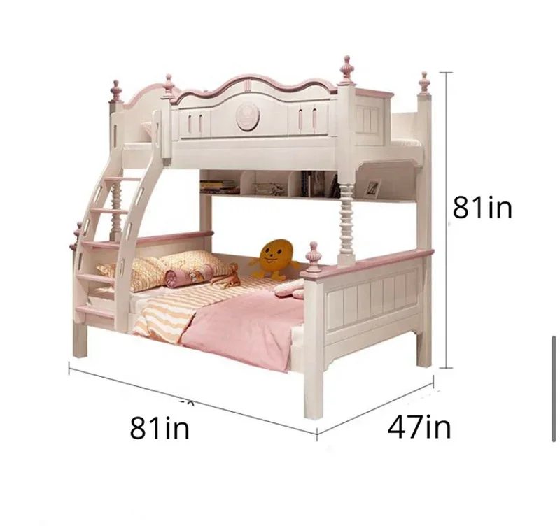 Castle Princess Children Beds Girl Bunk Kids Bed Set Furniture for Girls pink Bedroom With