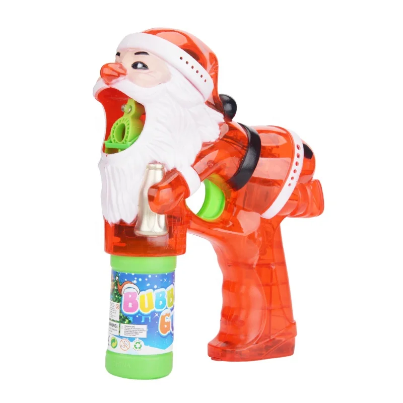 Transparent light up red Santa bubble gun toy with 1 soution
