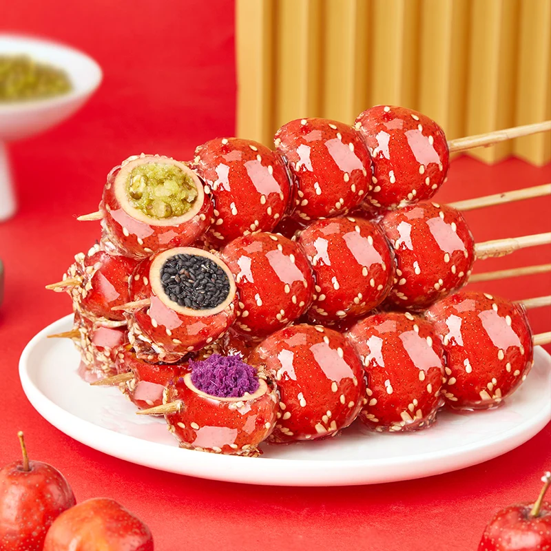 Wholesale Old Beijing Snack Ice Candy Gourd Original Purple Potato Green Bean Red Bean Black Sesame Sandwich Wrapped in Sugar