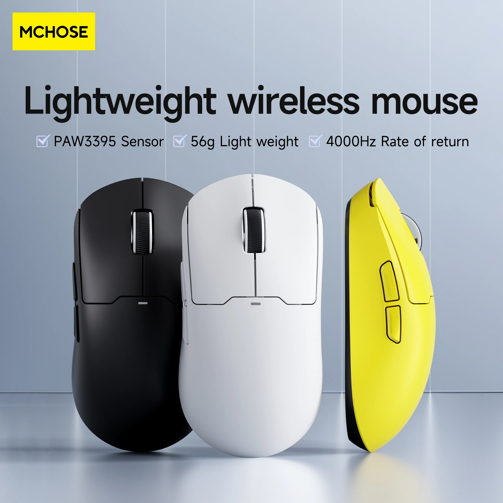 MCHOSE  A5 wireless gaming mouse 3395 OEM customized wired wireless 4K gaming bluetooth mouse 2.4G ergonomics UP to 26000DPI