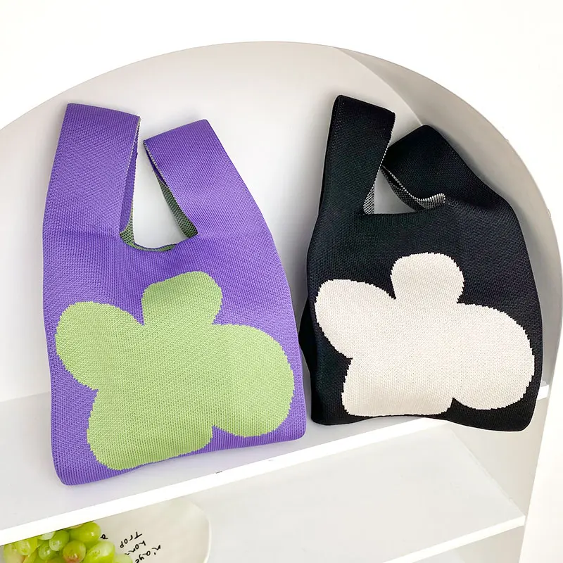 Корейский стиль ins вязаная Цветочная сумка для покупок индивидуальная крючком милый кошелек Портативная на запястье