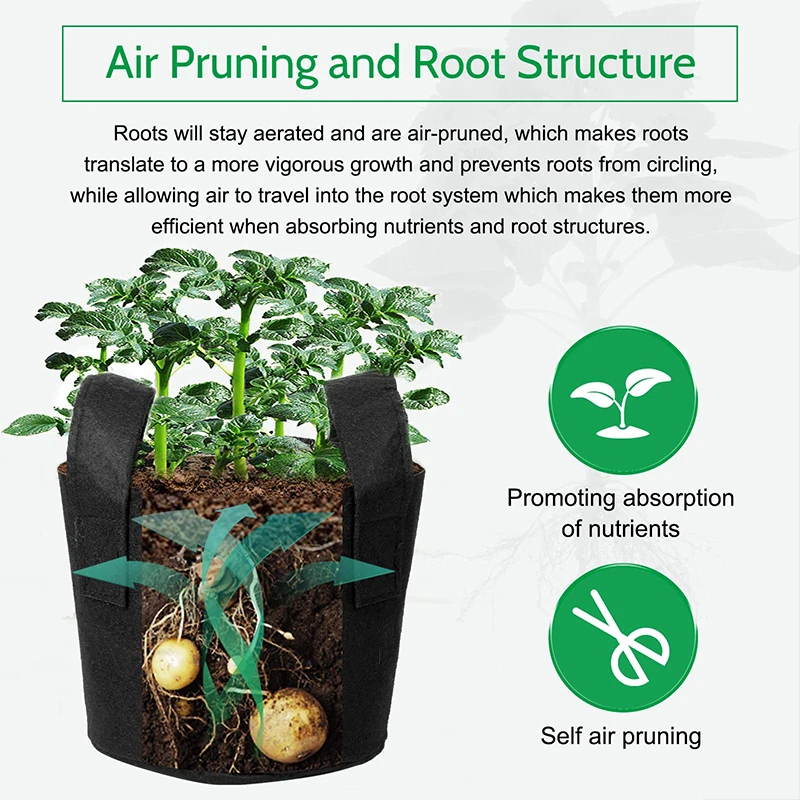 Convenient Design Black Garden Planter Fabric Pot Plant Grow Bag with Handles