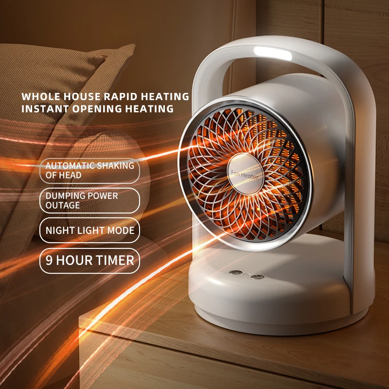 Portable Winter Warmer 1500W Table Mini Air Heater ABS Electric Plug in Heater Space Heater Fan with Speaker Timer