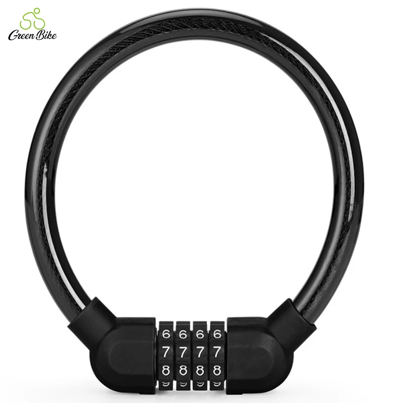 Bicycle portable anti-theft lock MTB four-digit code steel cable lock
