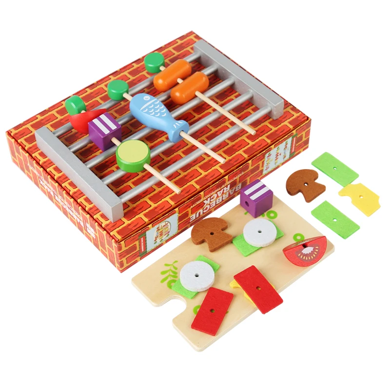 Мини-Барбекю кухня Детская ролевая игра притворный деревянный кухонный набор игрушки для детей