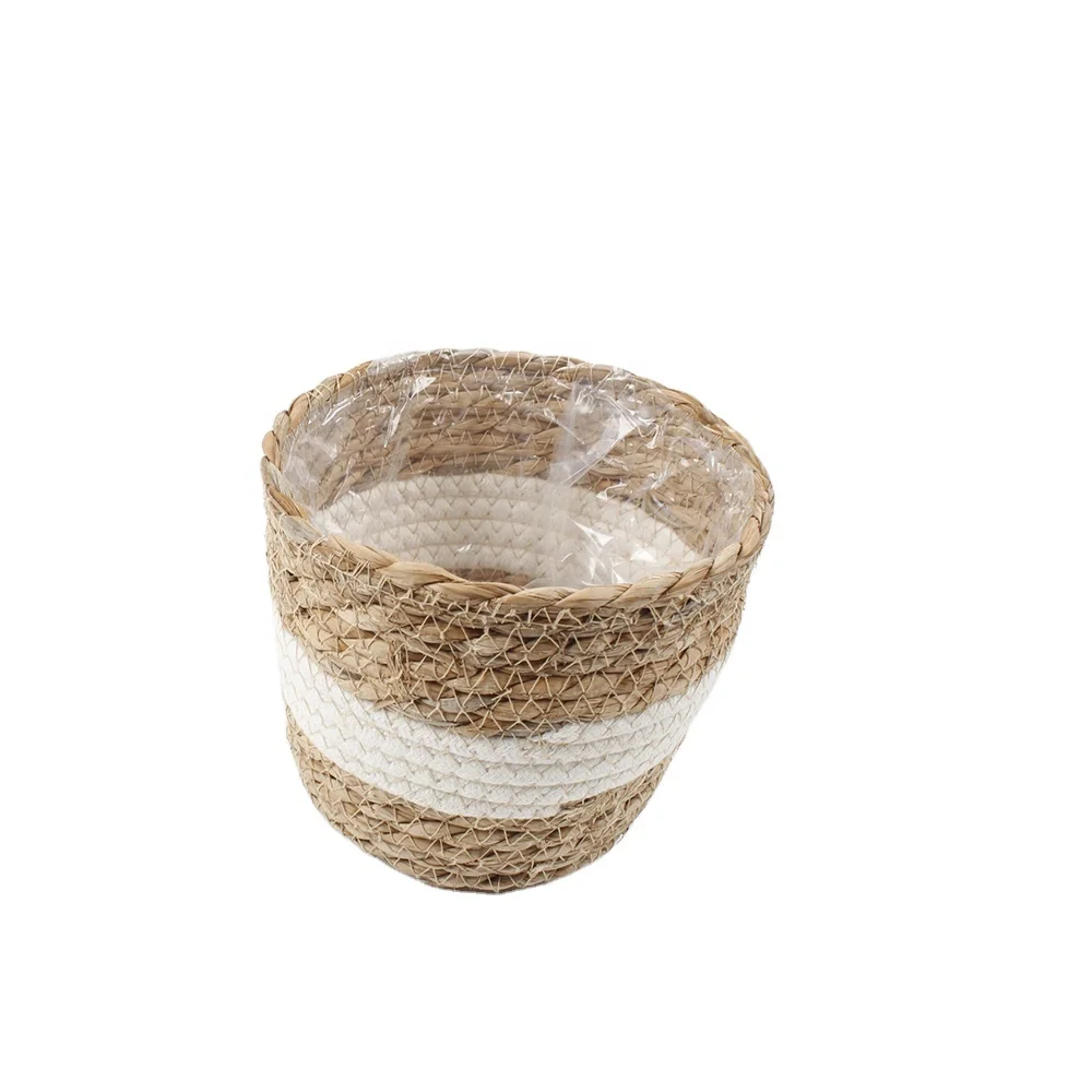 storage basket straw storage bin with handle wholesale handwoven 100%cotton laundry container clothes storage baskets hampers