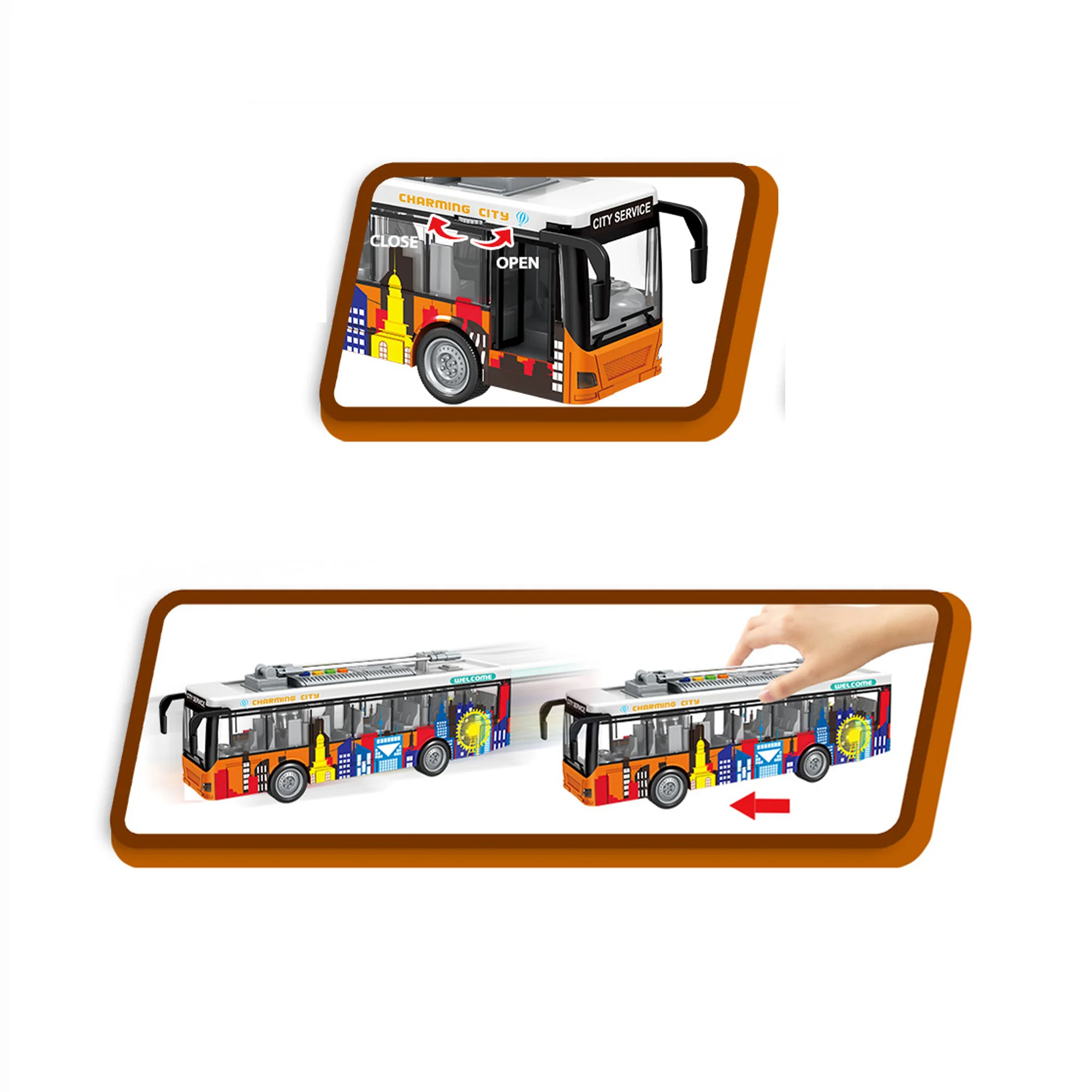 1:16 Scale City Tram and Sightseeing Bus Educational Toys