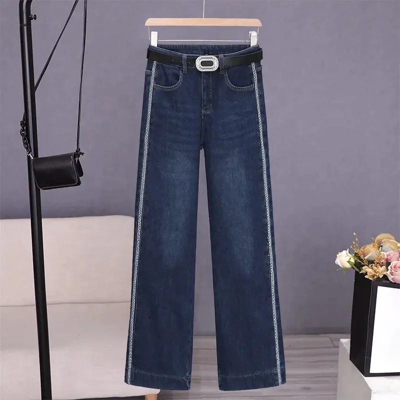 High-quality new printed loose large size women jeans wholesale