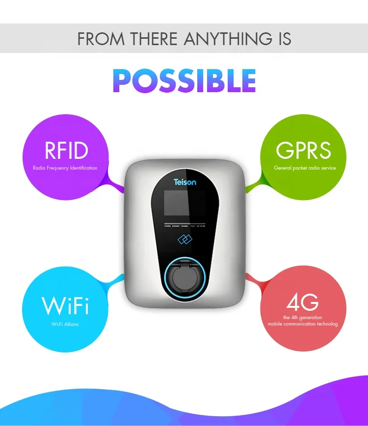  Teison OCPP wallbox ev charge 11 кВт 400 В 4G и Wi-Fi для смарт-карт Зарядные