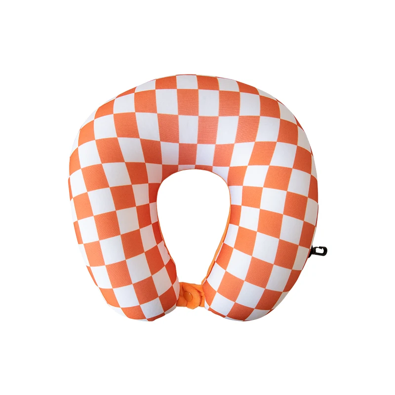 Factory Customized Logo Pattern Adjustable Filling Microbeads U-shaped Neck Pillow for travel airplane office