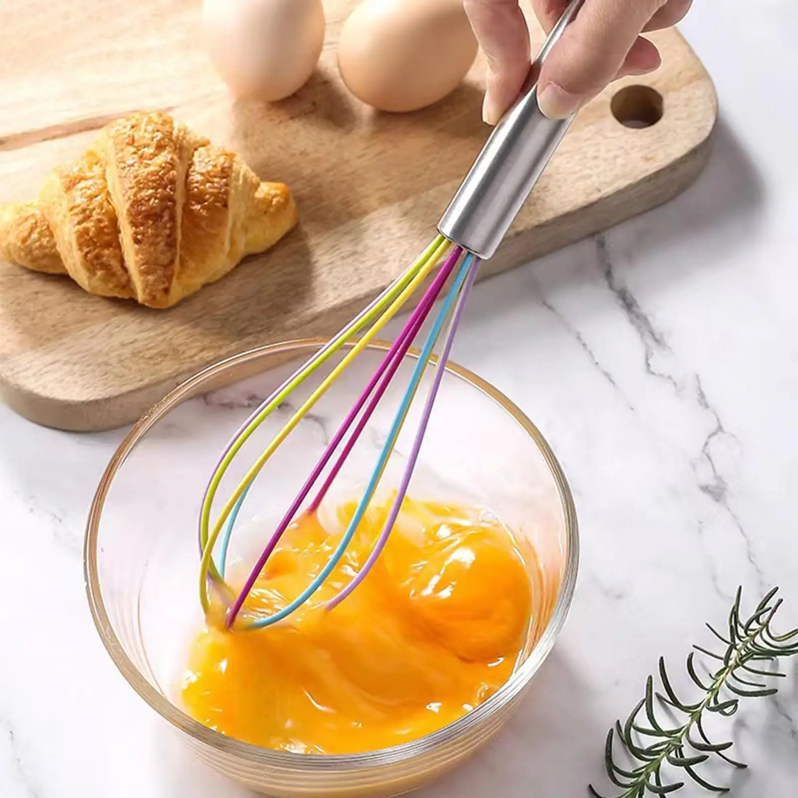Cooking Manual Whisk  Kitchen Cream Butter Mixer Baking Tool Milk Mixer 12 inch Silicone Whisk with Stainless Steel Handle Mixer