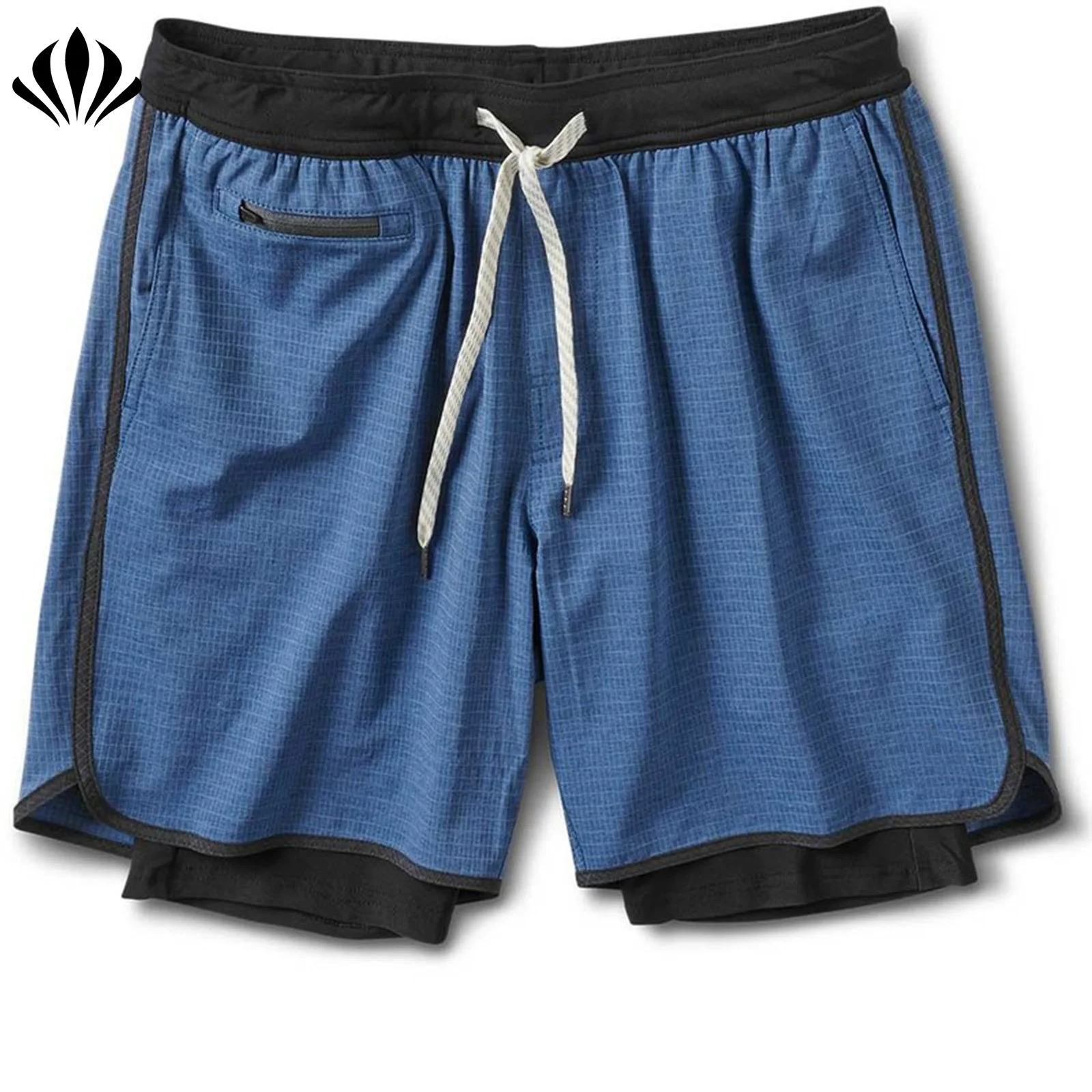 Wholesale mens casual sports wear mens  double layer training yoga running stockton camo shorts