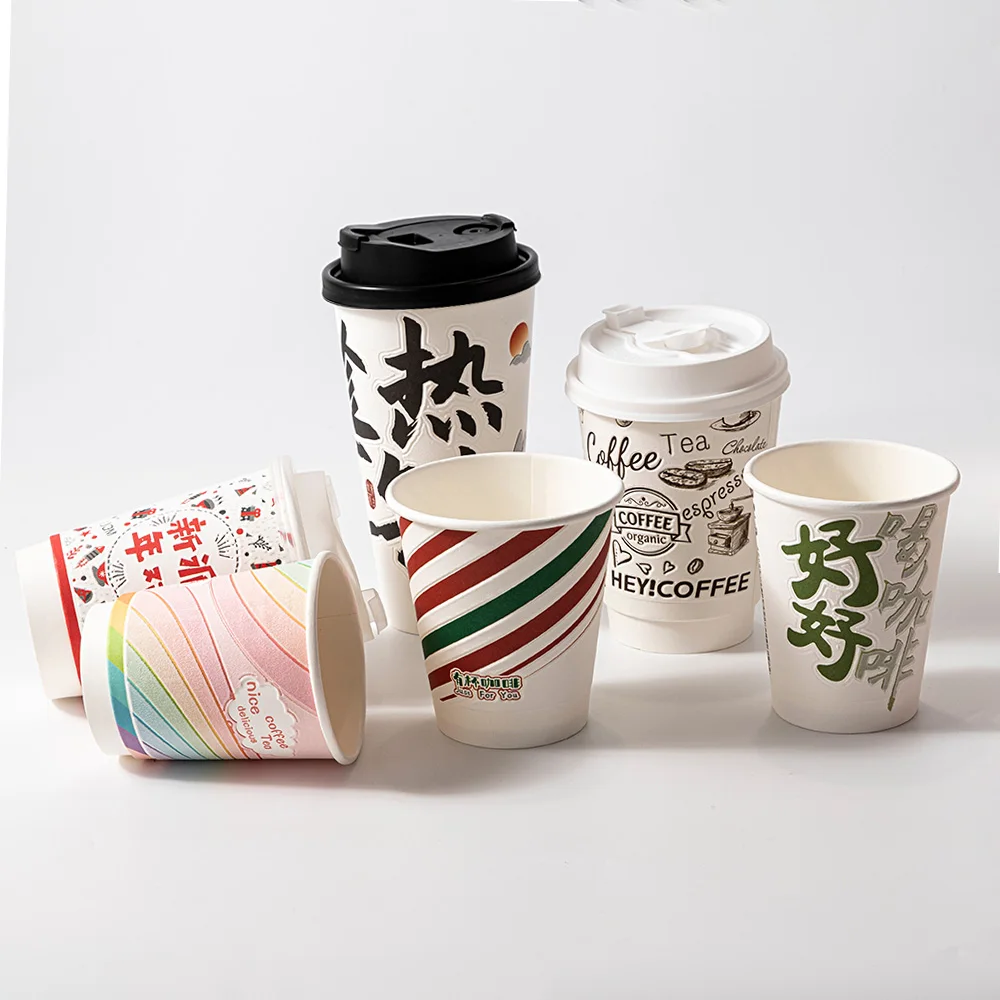 LOKYO Pla Degradable take away to go 500ml disposable hot drink coffee paper cup with custom logo